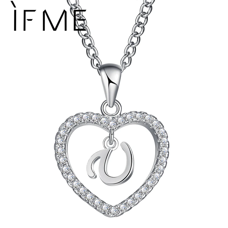 IF ME Capital Initial Letter U Heart Crystal CZ Женские Подвески эффектные ожерелья и подвески