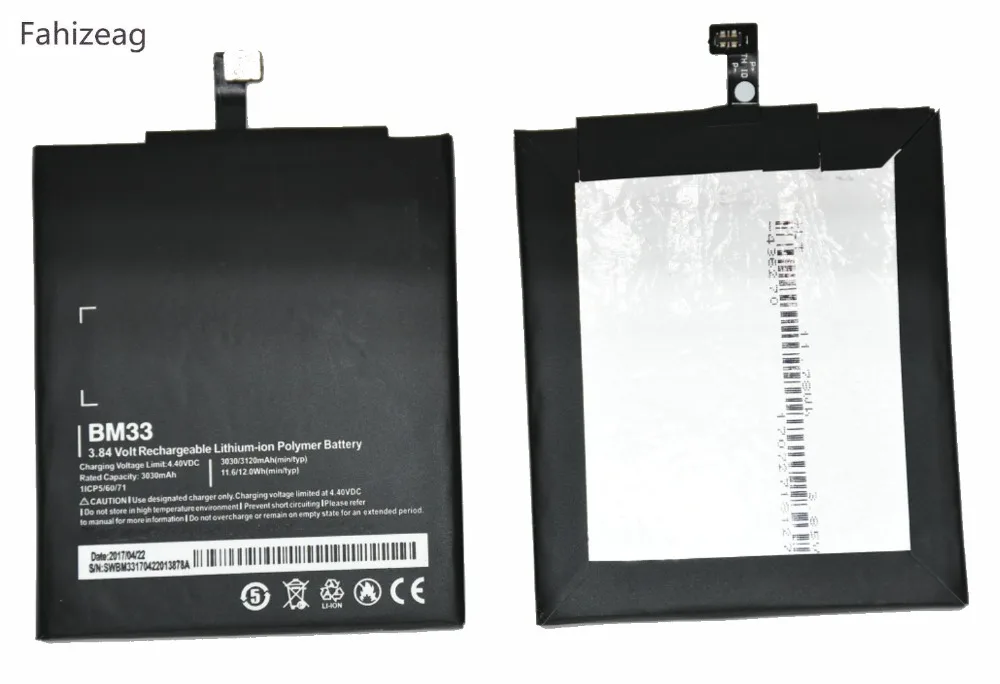 Fahizeag 3030mAh 11.6Wh BM33 BM 33 3.84VDC телефон Замена литий полимерный аккумулятор для Xiaomi Mi4i Mi