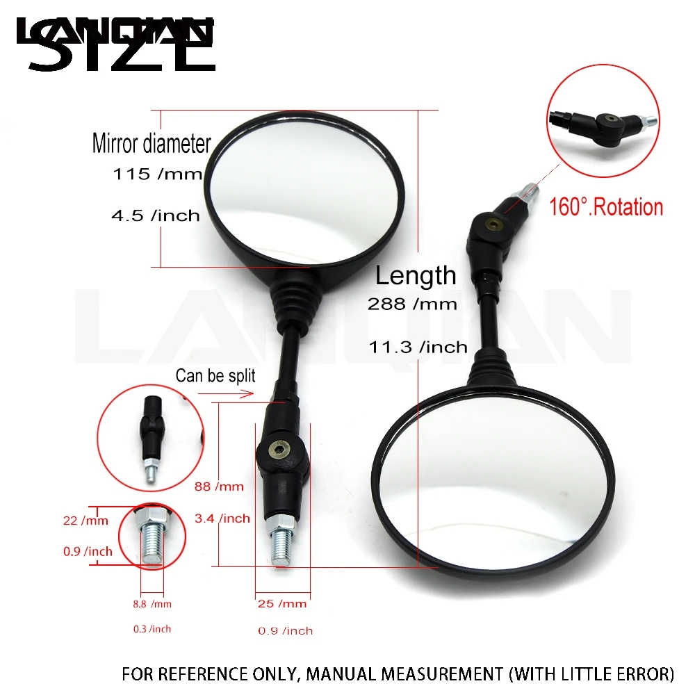 

Universal Aluminum Motorcycle Accessories Motorbike Rearview Mirror Motorcycle Mirror Folding Side Mirrors