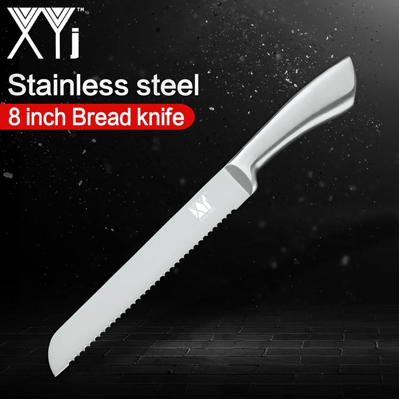 8 inch Bread Knife XYj Ультра Острый бесшовный сварочный кухонный нож 7Cr17mov из высокоуглеродистой нержавеющей стали, кухонный нож шеф-повара, профессиональный инструмент для приготовления пищи - Цвет: 8 inch Bread Knife
