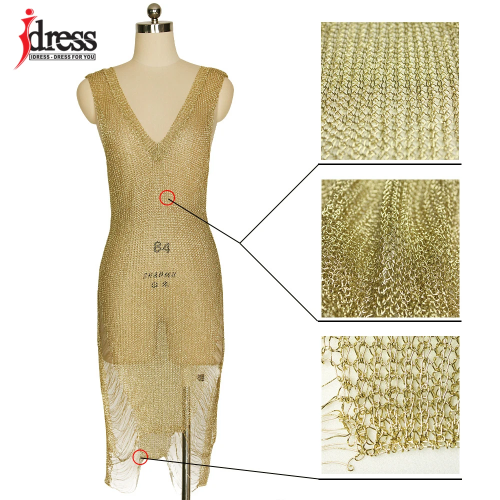 IDress 2017 Сексуальное Женское облегающее платье без рукавов с глубоким V-образным