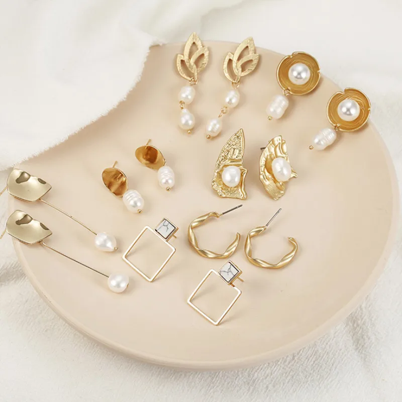 Винтажные серьги для женщин геометрические богемные натуральные пресноводные