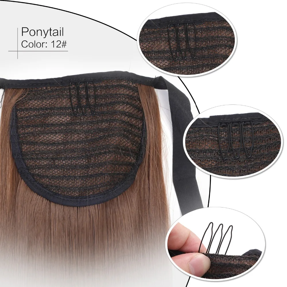 

Neitsi Straight Long Clip In Hair Tail False Hair Ponytail Hairpiece With Hairpins Synthetic Hair 12#
