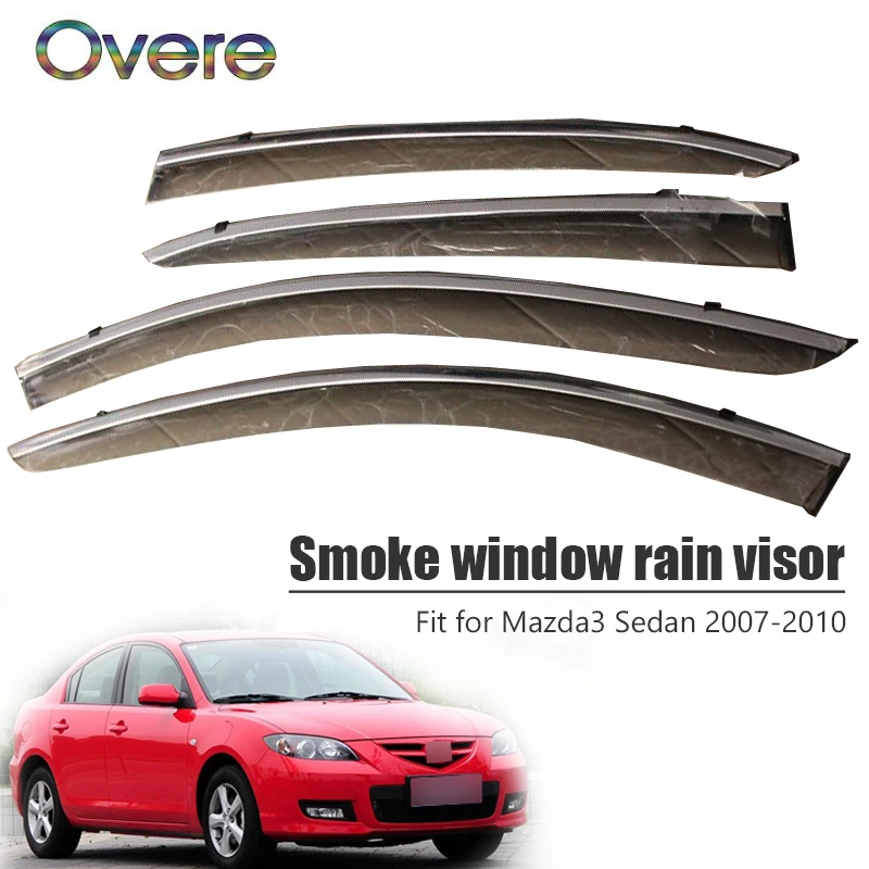 

Overe 4Pcs/1Set Smoke Window Rain Visor For Mazda 3 Sedan 2007 2008 2009 2010 Car-styling ABS Awnings Shelters Guard Accessories