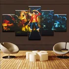 5 панельных холщовых картин One Piece Portgas D. Ace модульные картины для гостиной домашний декор абстрактная рама настенный плакат