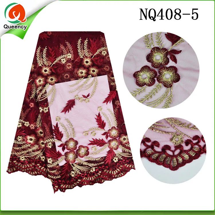 5 yards NQ408 New cotton French Lace Fabric Embroidered Tulle African Net with Embroidery for Wedding | Дом и сад