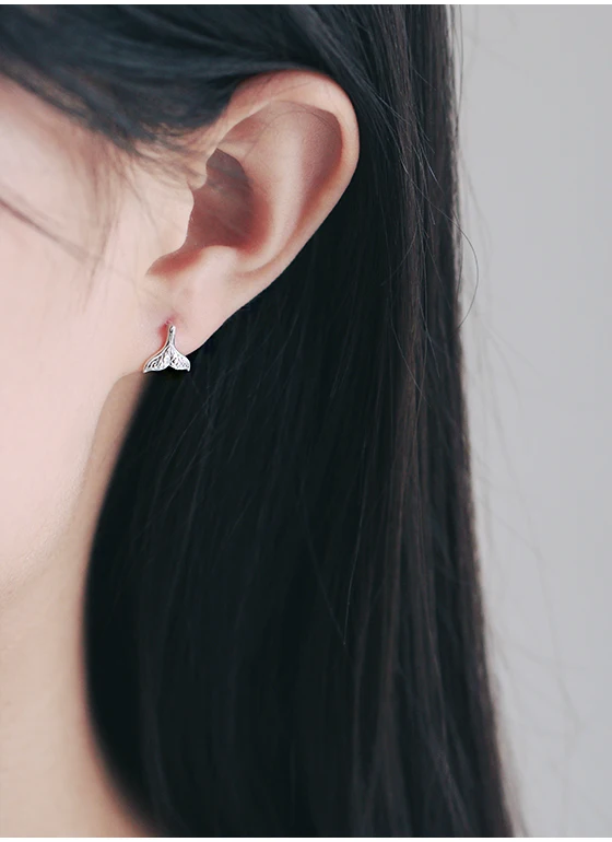 Модные серьги гвоздики серебряного цвета в форме Кита и Дельфина с хвостом