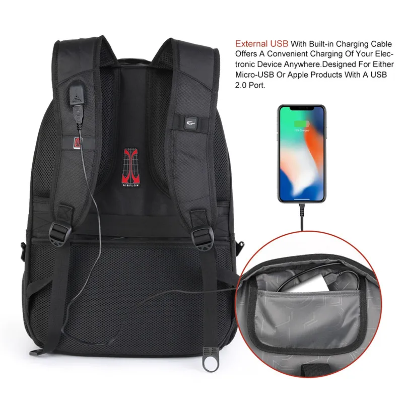 Деловой рюкзак для ноутбука CROSSGEAR школьная сумка с usb портом зарядки отделением