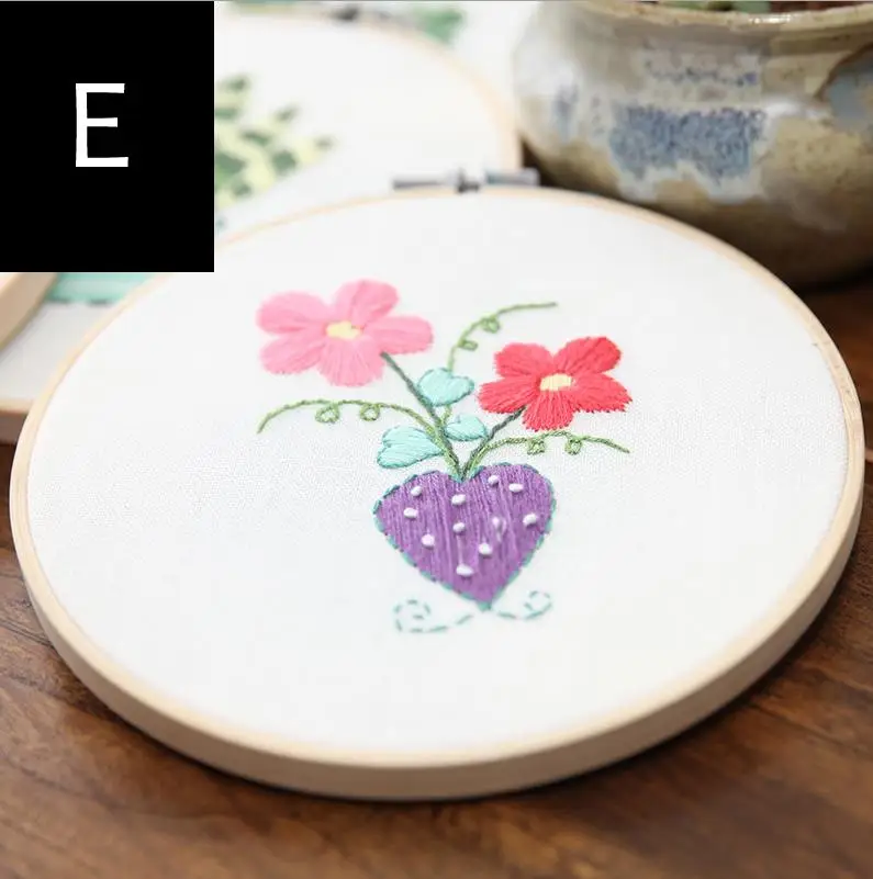 e DIY лента вышивка рукоделие вышивка крестиком комплект для начинающих суккуленты завод печатает Вышивание Craft Рождественский подарок 15*15 см - Цвет: e