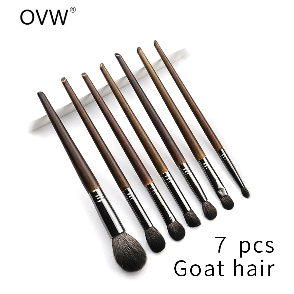 7pcs 57810111219 OVW набор кистей для макияжа из натурального козьего волоса, профессиональный набор brocha maquillaje pedzle do makijazu, кисть для растушевки - Handle Color: 7pcs 57810111219