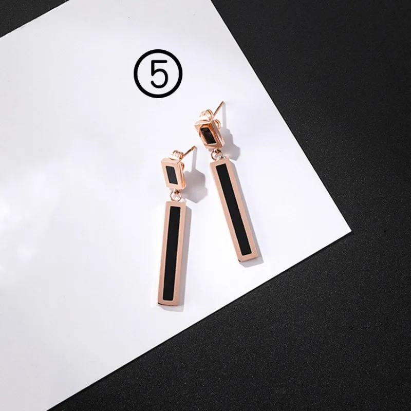 E162.Women earrings.Simple long tassel titanium steel earrings with triangular round geometric | Украшения и аксессуары