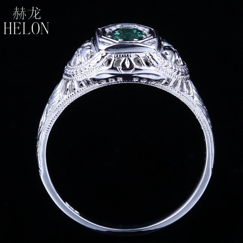 HELON Solid 14 K/585 Белое золото Verdant зеленый турмалин Обручальное Кольцо старинное винтажное свадебное кольцо Роскошный дизайн ювелирных изделий