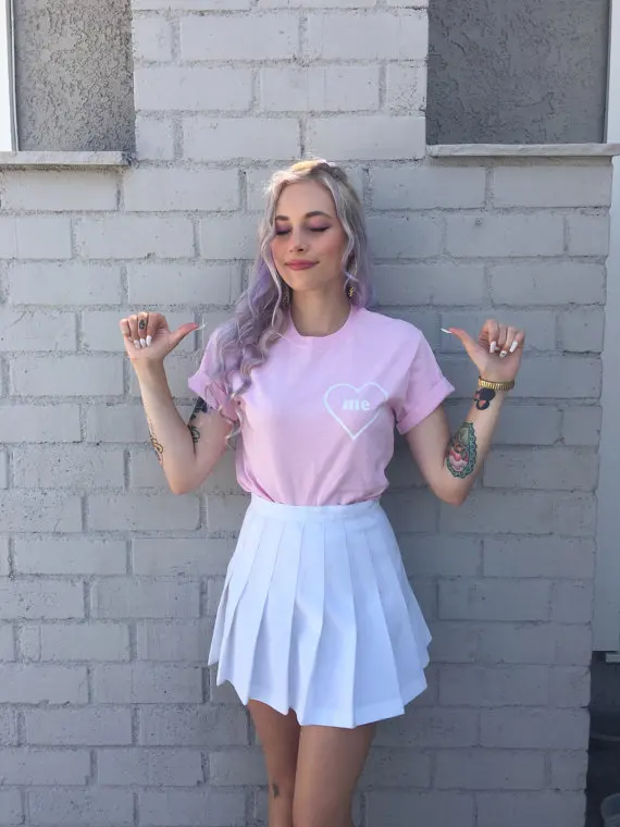 

Heart Me Tees Unisex Casual Short Sleeve T-Shirt Hipster Girl Like Pink Shirt Tops Unisex Tumblr Cotton t shirts Outfits Pink te