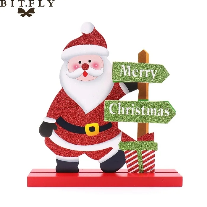 Santa Claus BIT. FLY Рождество Дерево Санта Клаус Лось Снеговик Рождество домашний стол украшения деревянные поделки декор витрины noel Новогоднее украшение - Цвет: Santa Claus