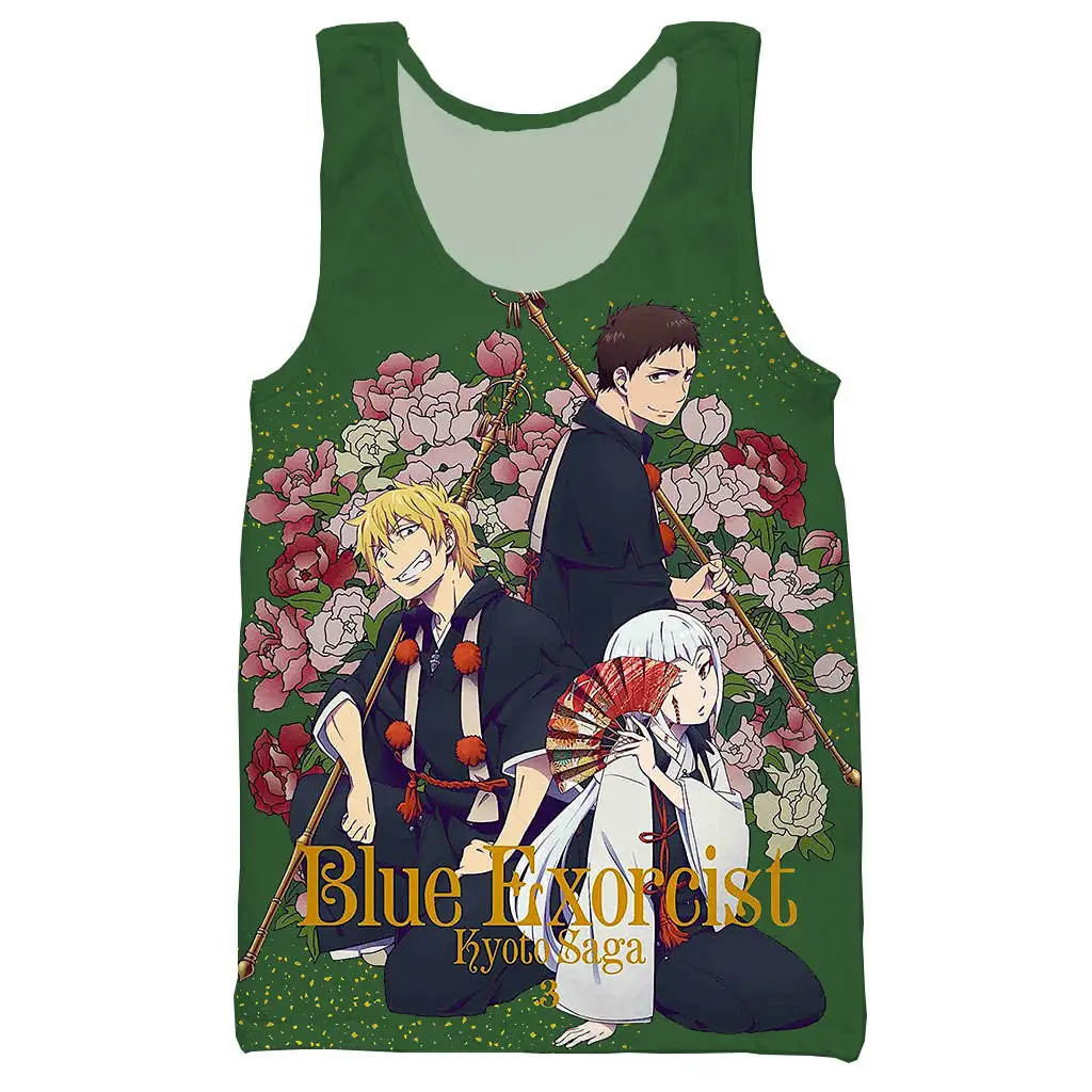 Майка с 3D принтом для мужчин и женщин Модный крутой топ аниме синего цвета майка