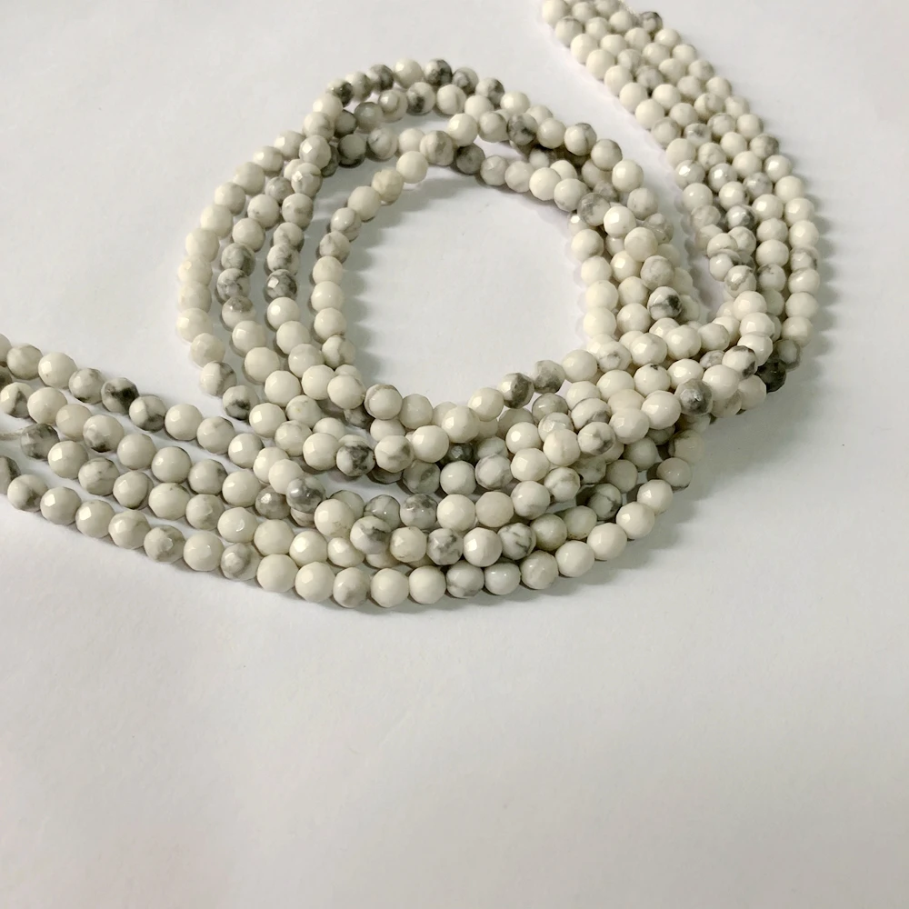 Граненые круглые бусины Howlite оптовая продажа 1 Веревка 4 мм 6 8 10 микро граненые