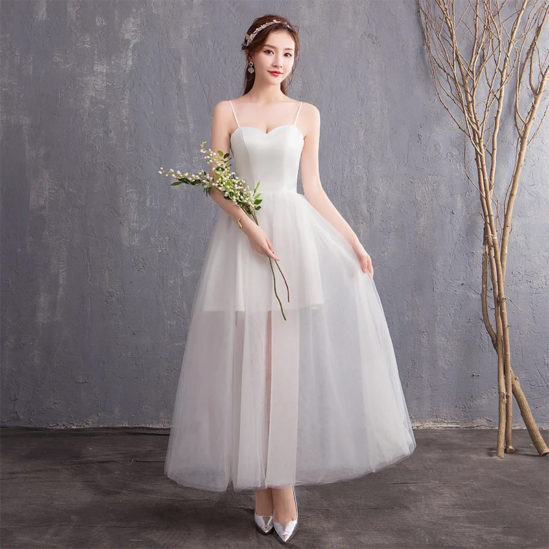 Ruthshen дорожное платье длиной до щиколотки Свадебные платья на бретелях Vestidos De Noiva