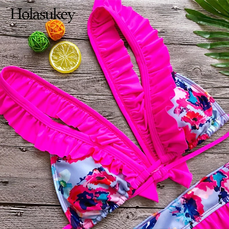 HolaSukey 2018 сексуальный микро бикини с принтом Бикини Набор Новый женский купальник