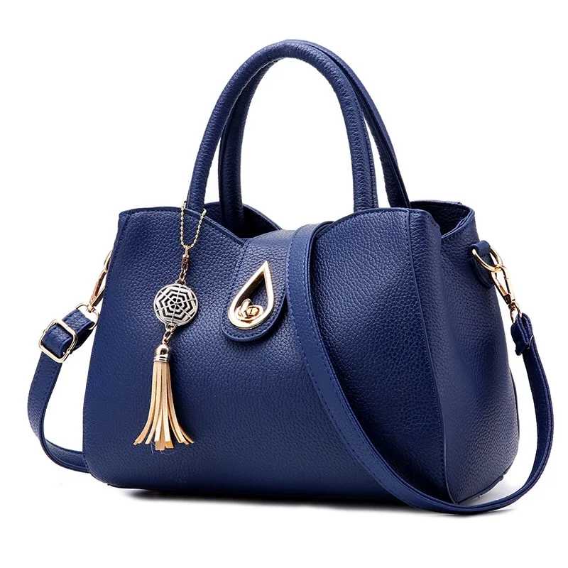NAVY BLUE Новинка, женская сумка с кисточкой и подвеской, сумка-мессенджер с блестками, Вместительная женская сумка через плечо - Цвет: NAVY BLUE