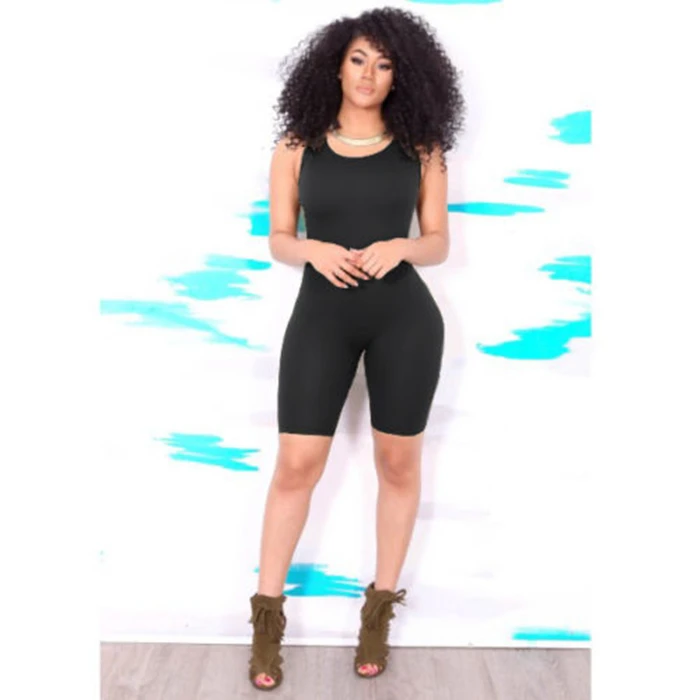 Сексуальный Женский Повседневный Модный облегающий комбинезон без рукавов