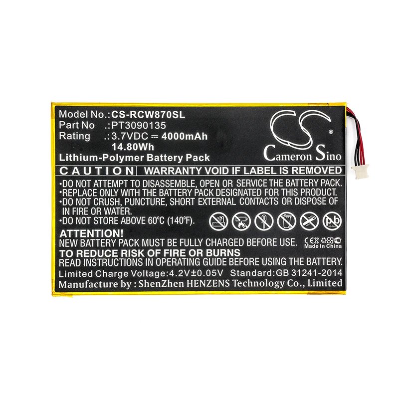 Аккумулятор Cameron Sino 4000 мАч для RCA Galileo Pro 11 5 &quotRCT6303W87 RCT6303W87DK RCT6513W87 Viking 10