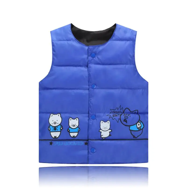blue pig Одежда для девочек осенне-весенний хлопковый жилет для девочек милый хлопковый теплый жилет с цветочным рисунком одежда для малышей Верхняя одежда для детей от 2 до 8 лет - Цвет: blue pig