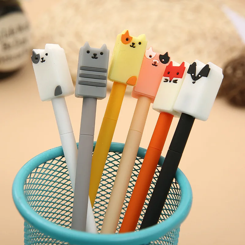 

36 Pcs/lot Cartoon Animal Gel Pens For Writing Cat Fox 0.5mm Black Neutral Pen Kawaii Stationery Escolar School Office Supplies