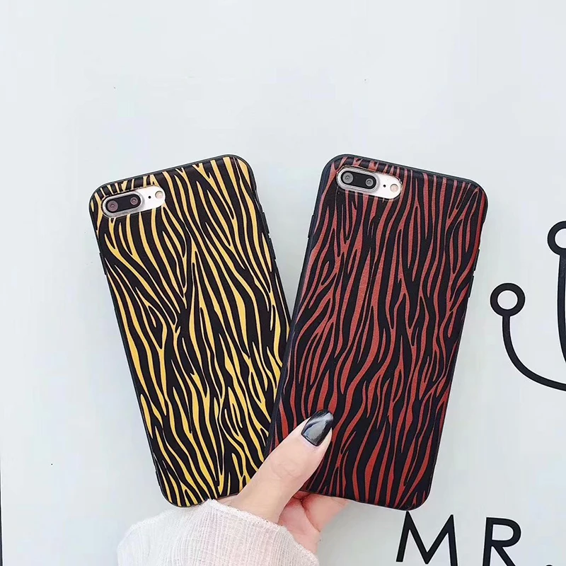 MIYOUFA против скольжения Зебра зерна Caso чехол для iPhoneX 6 s 8 7 плюс TPU + PU телефон сзади