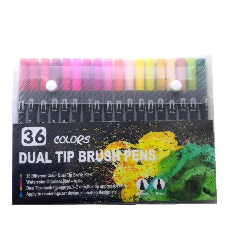 36 Colors 100 цветов, двухконцевая кисть, фломастер, авторучка, художественный маркер, тонкая подводка, кисть для рисования, акварельная ручка для цветной манги - Цвет: 36 Colors