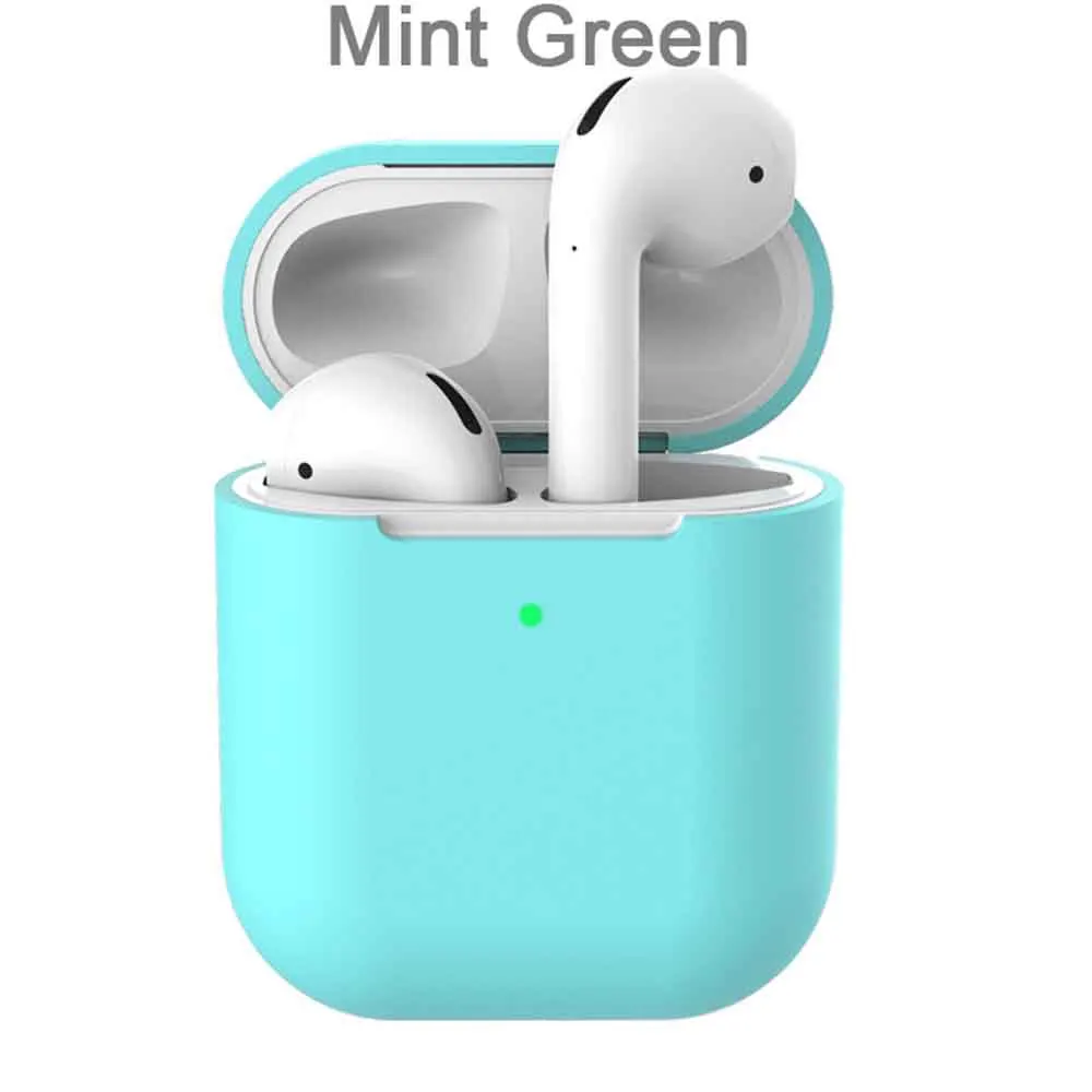 mint green 1 шт. мягкий силиконовый чехол из ТПУ для Airpods 2 защитный чехол для кожи пыленепроницаемый против потери тонкий беспроводной чехол для наушников - Цвет: mint green