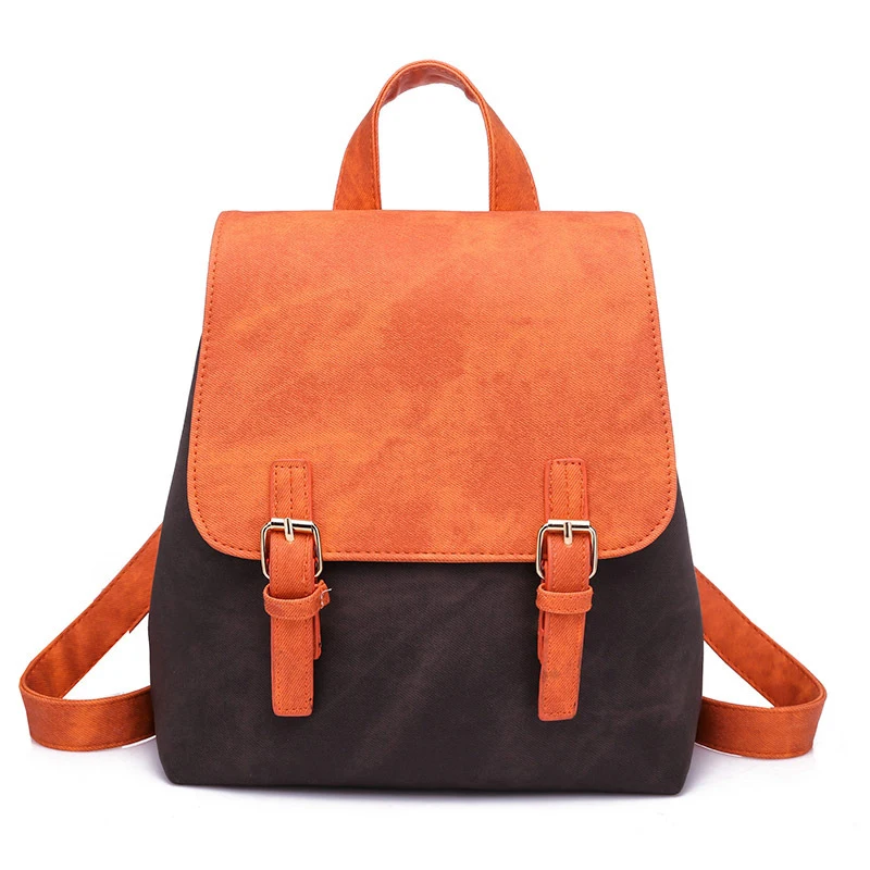 

BONAMIE Fashion Panelled color Women Backpacks PU Leather Female School bags for Girls Causal Lady Rucksack High Quality Bagpack