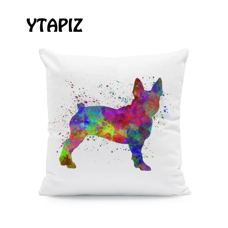 Окрашенная французская Подушка с изображением бульдога чехлы кроликом желтой