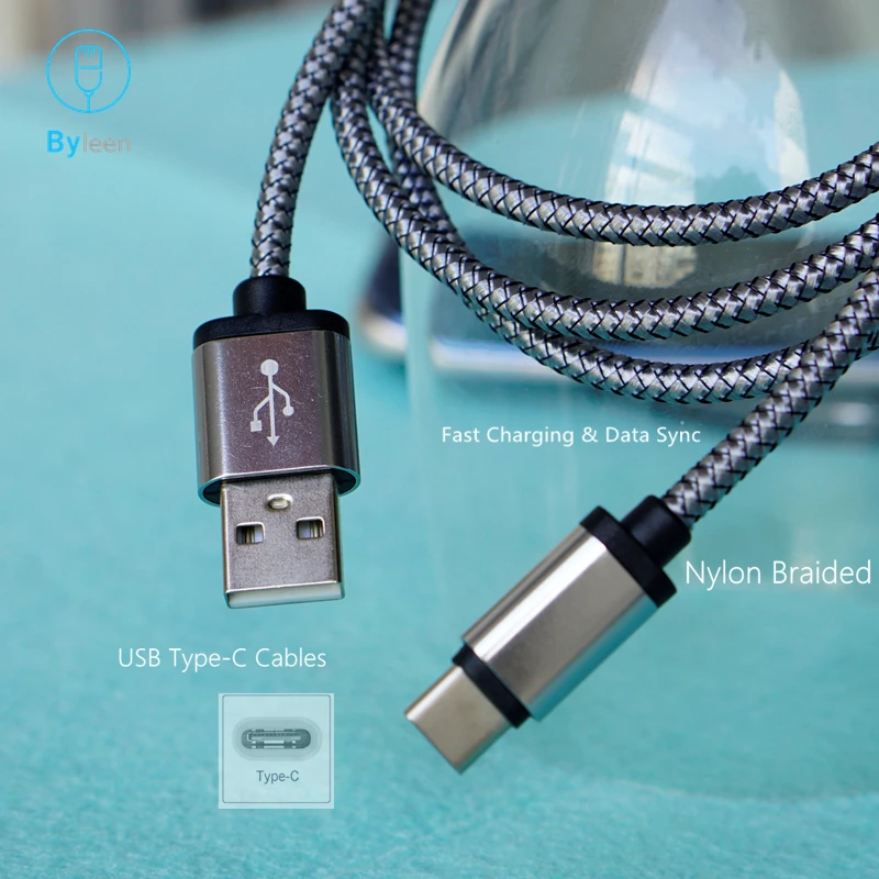 Byleen нейлоновый Плетеный 0 25 м/1 м/2 м короткий USB Тип C кабель для Xiaomi Mi8 Быстрая