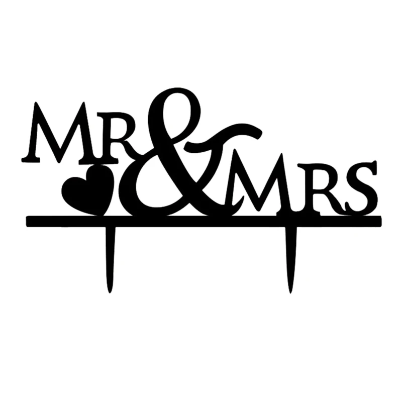 Новый Mr Mrs Свадебные украшения торт Топпер акриловый Черный Романтический