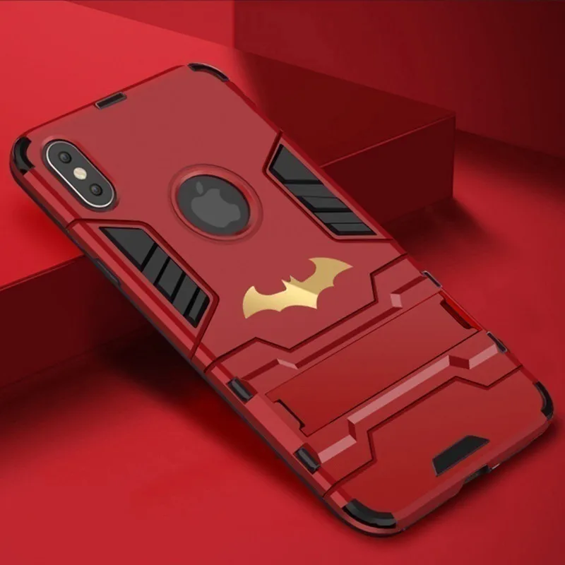 Red JAMULAR 360 полная защита чехлы-держатели для мобильного телефона для iPhone 8 7 XS MAX XR X 6 6s противоударный чехол для телефона для iPhone 7 Бэтмен Броня Fundas - Цвет: Red