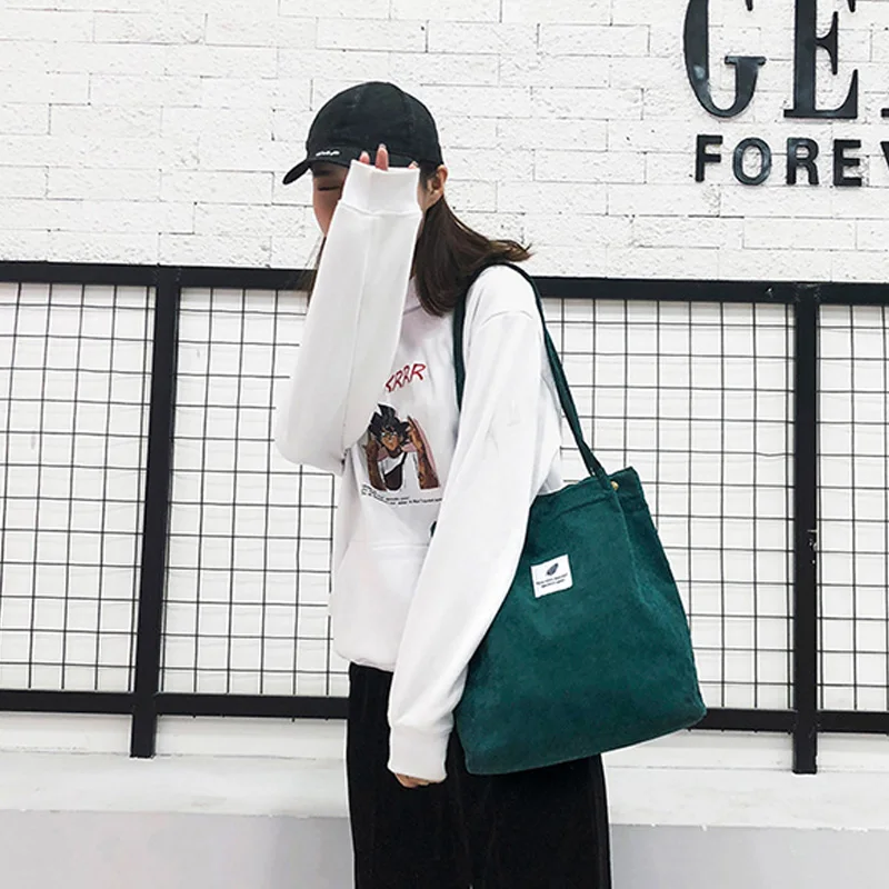 Большая вместительная женская сумка Вельветовая Сумочка повседневная складные