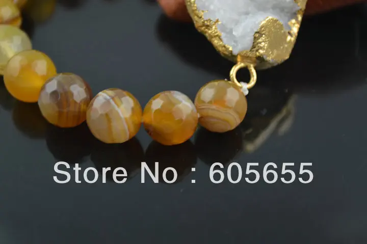 Faceted Coffee Yellow Stone Round Beads Elastic Line Drusy Geode Charm Bracelets Fashion Jewelry | Украшения и аксессуары
