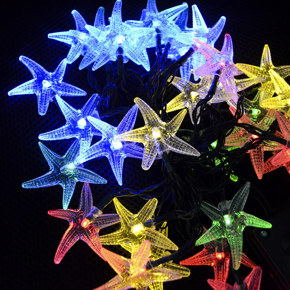 20 Starfish LED Solar String Light 4.8M For Outdoor Wedding Garden Decoration Christmas lamp lighting | Лампы и освещение