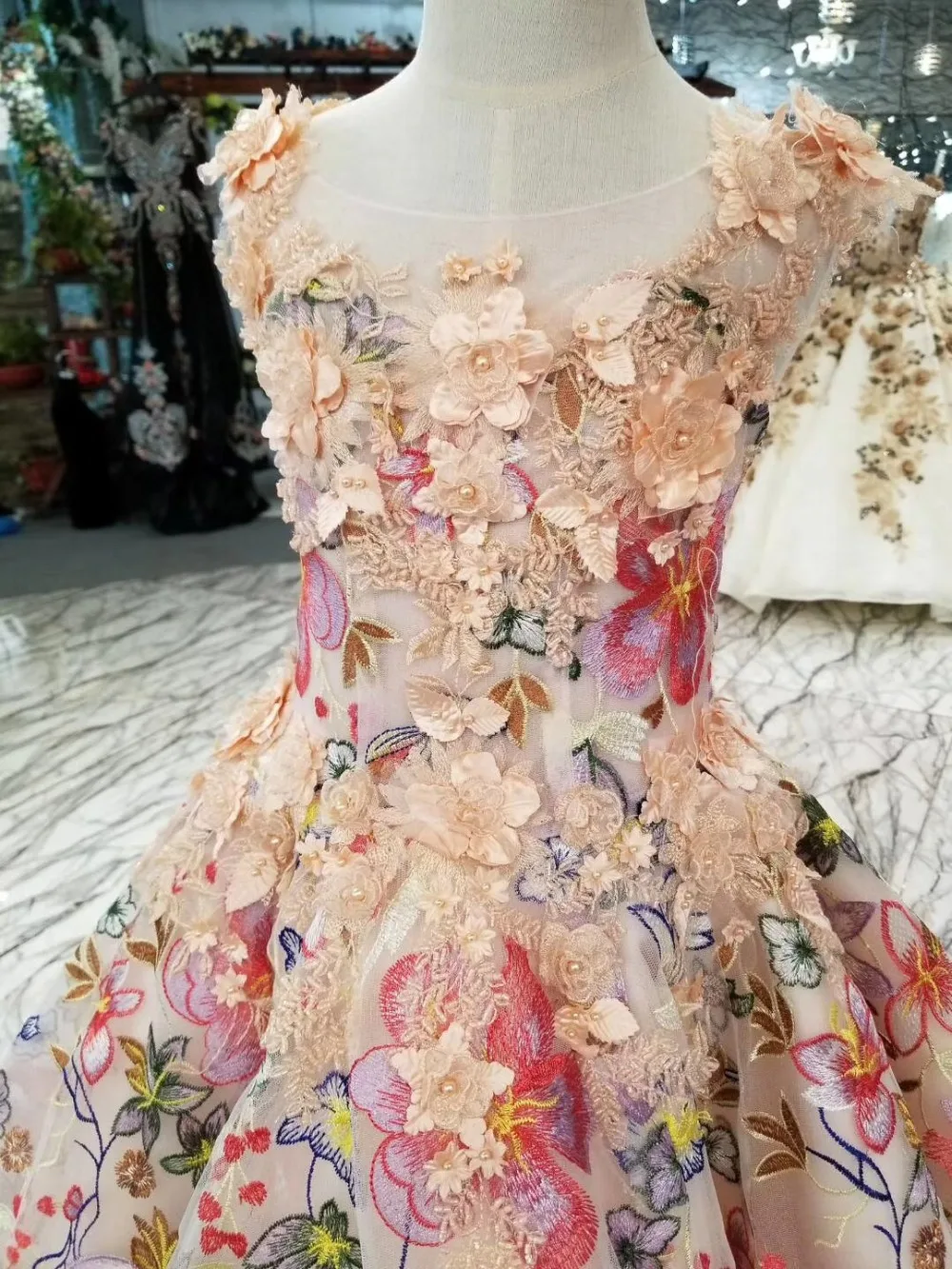 

Printed flowers colorful dress elegant flower girl dresses for wedding 2018 girl party dress International Children's Day
