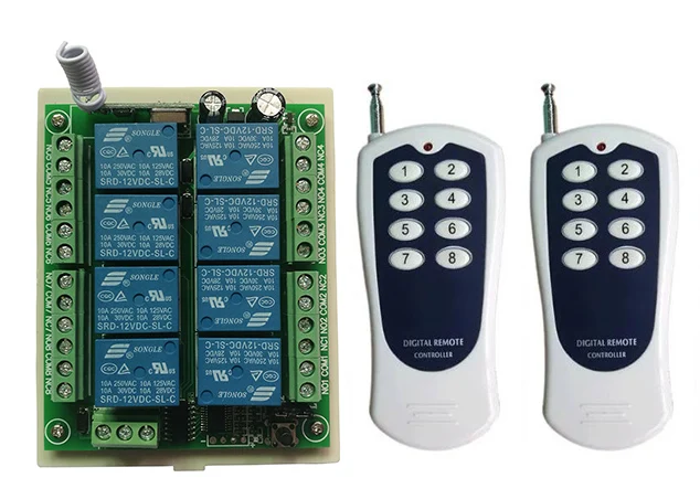 DC 12V 24V 8 CH Channels 8CH RF Wireless Remote Control Switch System 315/433 MHz Transmitter and Receiver/Garage Doors/ lamp |
