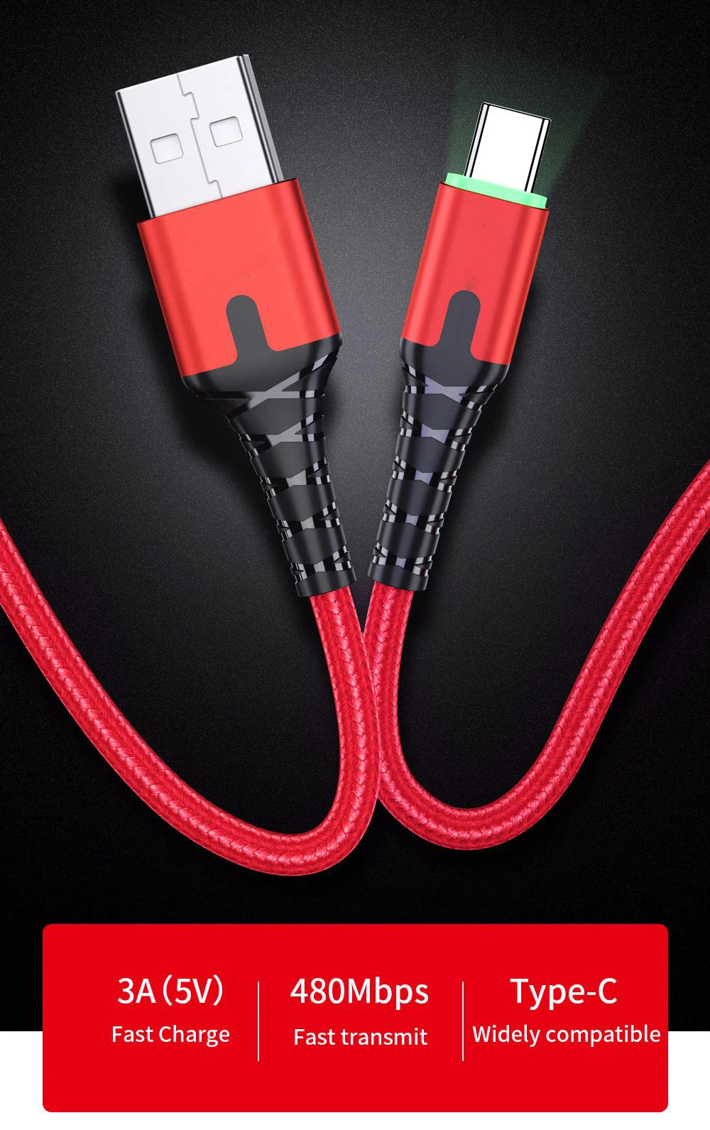 Кабель Usb type C кабель быстрой зарядки типа c кабель usbc 1 2 м метр для samsung синхронизации данных светодиодный Smart SuperCharging для huawei P20 P30Pro