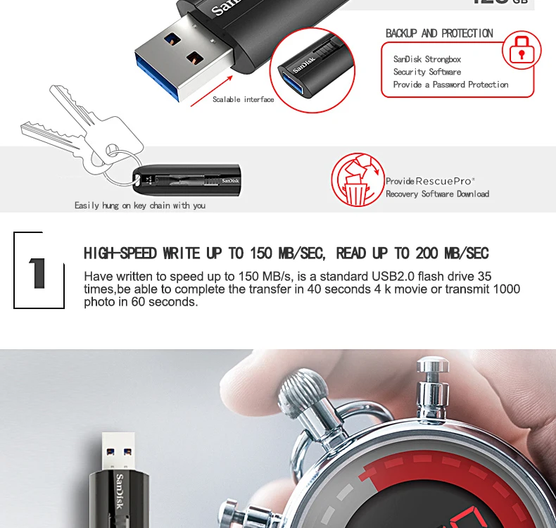 USB флеш-накопитель SanDisk ULTRA USB3.1 Z800, 128 ГБ, 64 ГБ, флеш-накопитель 32 ГБ, 16 Гб, поддержка официальной проверки