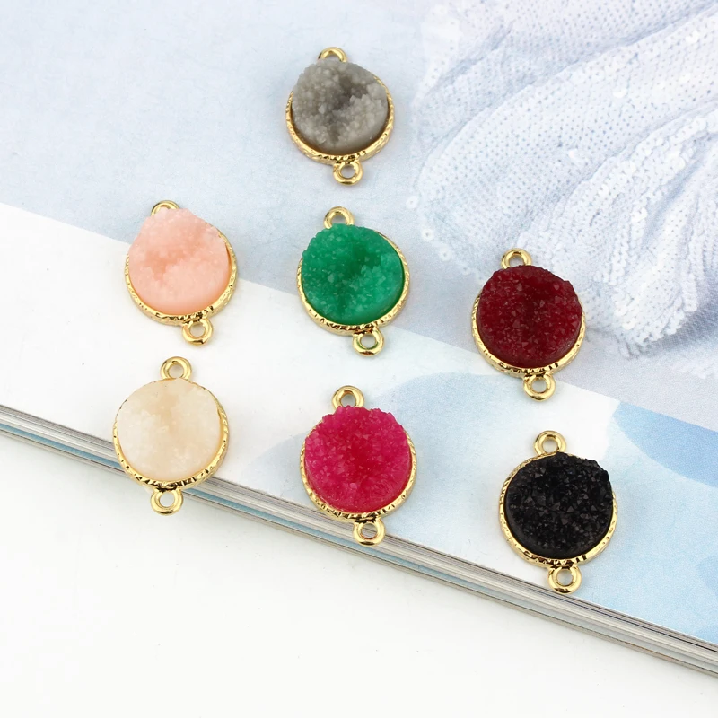 3pcs 15mm Small Bracelet Connector Resin Findings Diy Charms Round Anklet Chain Eardrops Necklace Pendant Jewelry Making F298 | Украшения и