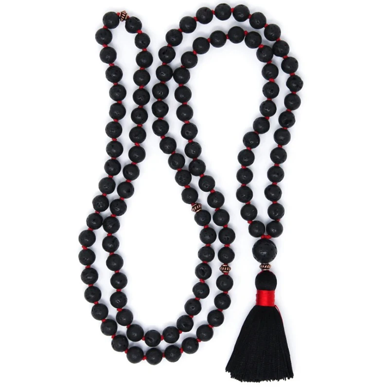 108 Mala Beads ожерелье из вулканического камня Japa буддистские молитвенные бусины Йога