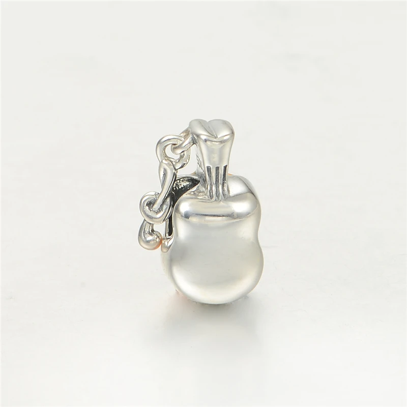 Серебряный 925 Ювелирная Скрипка Подвески оранжевый цвет эмаль Diy втулок для