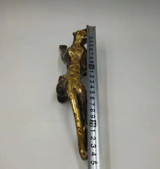 

Chinese pure brass golden money leopard crafts statue