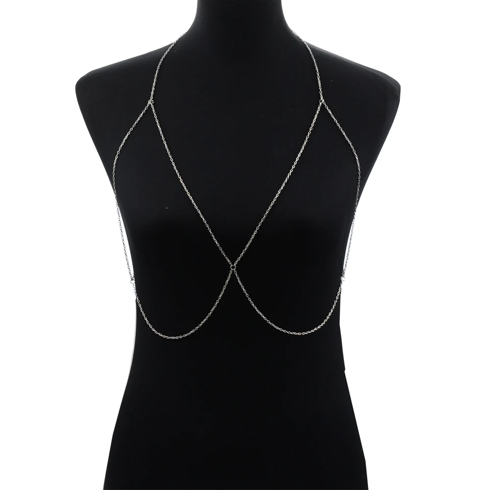 Цепи тонкий корпус бюстгальтер Жгут ожерелье шеи цепь Bralette сексуальное тело цепи
