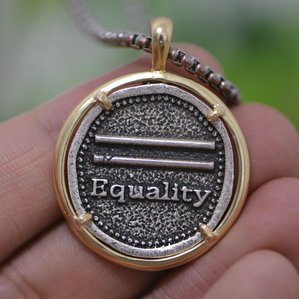 Женское Ожерелье для мужчин и женщин, женская подвеска с надписью «Right Equal», Бесстрашная подвеска с символом «Civil Union», ювелирные изделия для женщин, а282