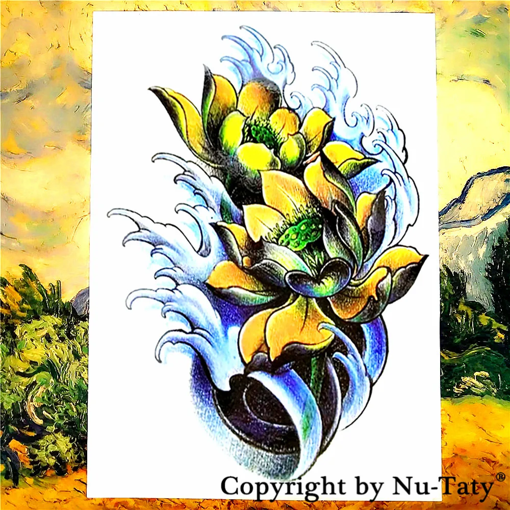 SHNAPIGN Китайский Лотос временная татуировка боди арт флэш тату стикер s 21*15 см