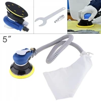 5 inch 10000rpm self vacuuming pneumatic sander machine with 1m air tube and 6 hole matte surface polishing sanding pad